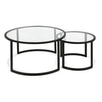 Lot de 2 tables basses gigognes rondes en verre et acier de 36 po - 36 x 36 x 18 po