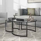 Lot de 2 tables basses gigognes rondes en verre et acier de 36 po - 36 x 36 x 18 po