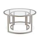 Lot de 2 tables basses gigognes rondes en verre et acier de 36 po - 36 x 36 x 18 po