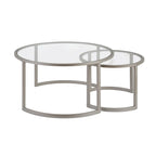 Lot de 2 tables basses gigognes rondes en verre et acier de 36 po - 36 x 36 x 18 po