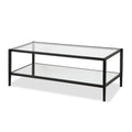 Table basse rectangulaire moderne en verre 45" avec cadre en acier et étagère de rangement pour salon - 45" L x 20" l x 17" H