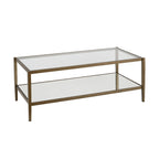 Table basse rectangulaire moderne en verre 45" avec cadre en acier et étagère de rangement pour salon - 45" L x 20" l x 17" H