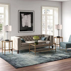 Table basse rectangulaire moderne en verre 45" avec cadre en acier et étagère de rangement pour salon - 45" L x 20" l x 17" H