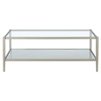 Table basse rectangulaire moderne en verre 45" avec cadre en acier et étagère de rangement pour salon - 45" L x 20" l x 17" H