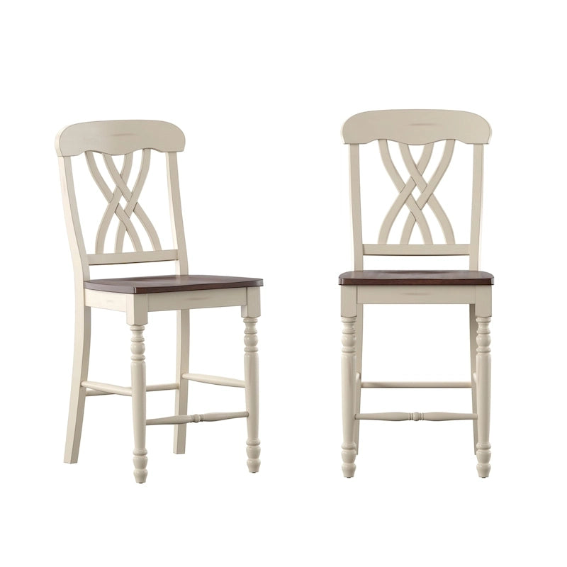 Chaises de comptoir bicolores Brunico (lot de 2)