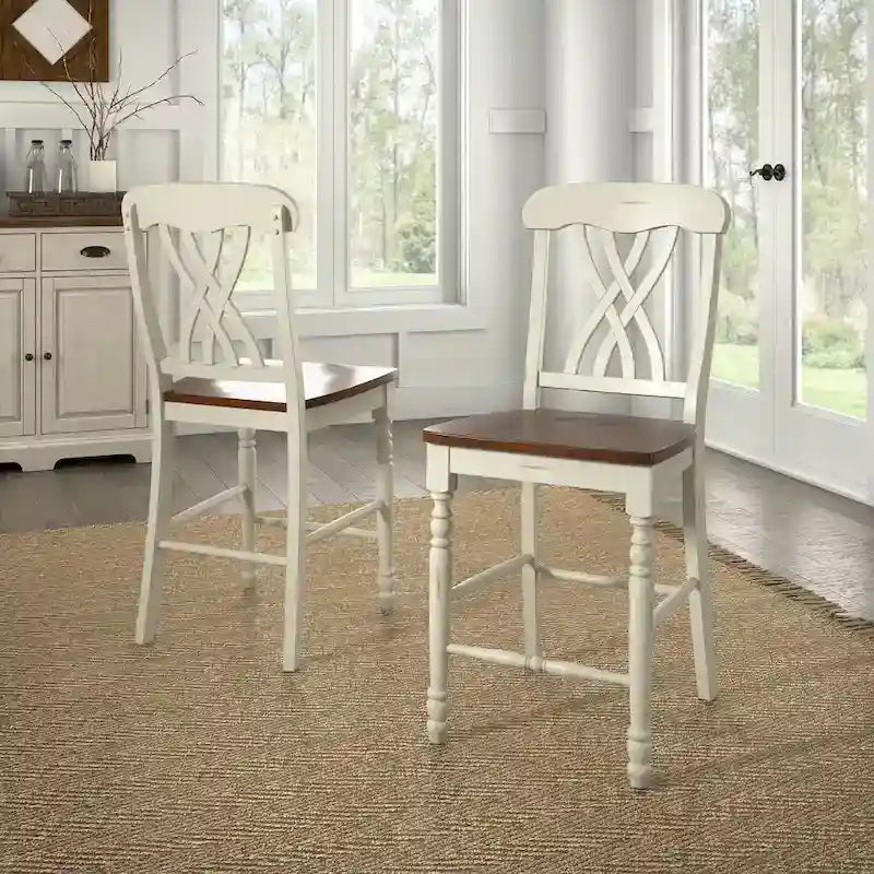 Chaises de comptoir bicolores Brunico (lot de 2)