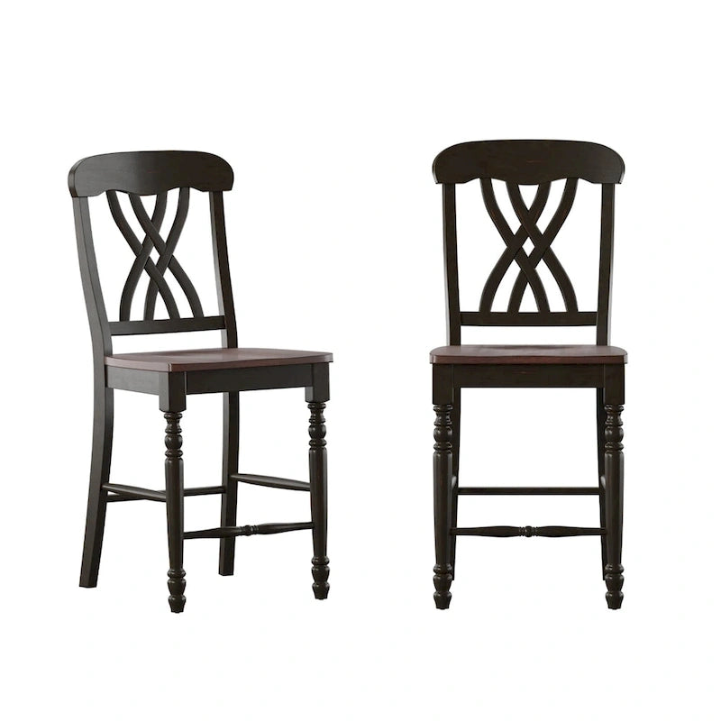 Chaises de comptoir bicolores Brunico (lot de 2)