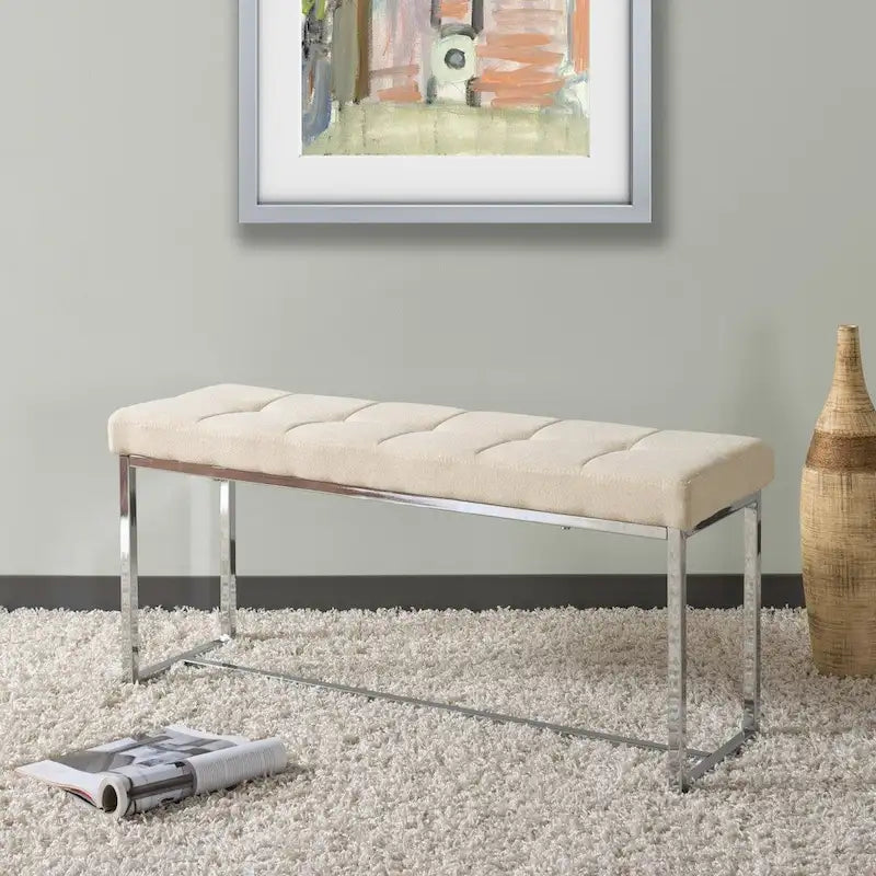 Banc en tissu moderne Kennedy avec base chromée