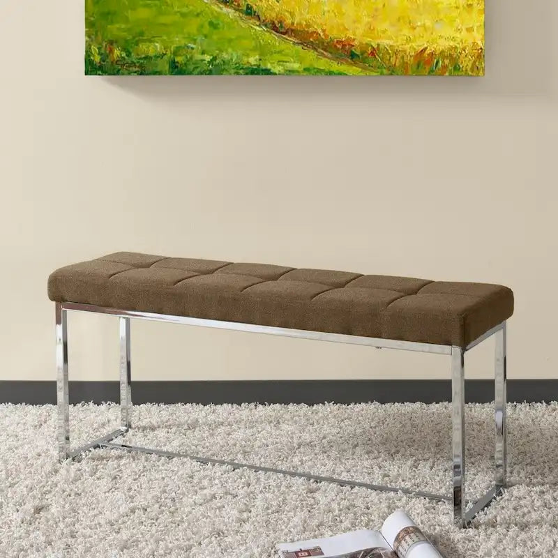 Banc en tissu moderne Kennedy avec base chromée