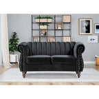 Charlot Velvet Chesterfield Rolled Arm Loveseat