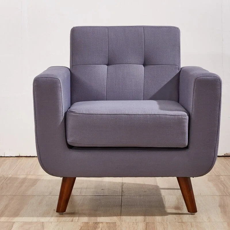Chaise de salon Grace Rainbeau Mid-Century en tissu capitonné US Pride Furniture