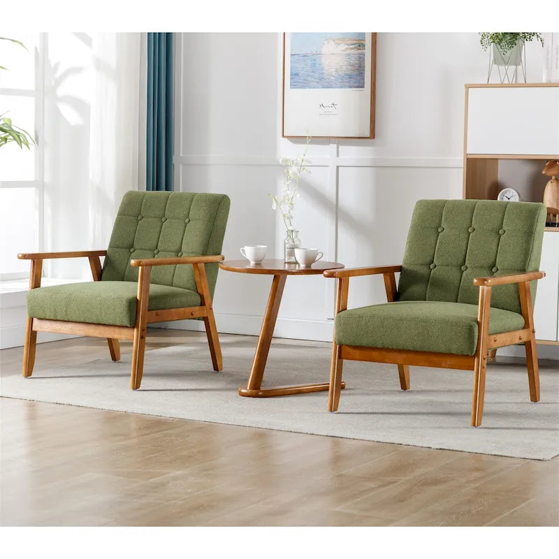 Lot de 2 fauteuils d'appoint modernes du milieu du siècle avec table d'appoint