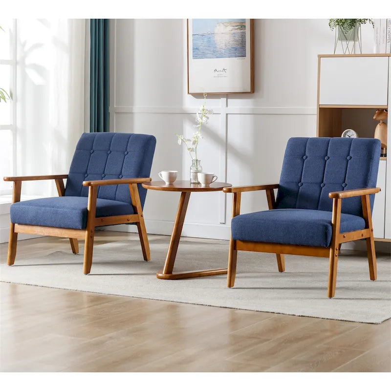 Lot de 2 fauteuils d'appoint modernes du milieu du siècle avec table d'appoint