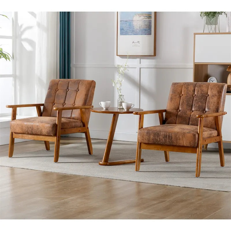 Lot de 2 fauteuils d'appoint modernes du milieu du siècle avec table d'appoint