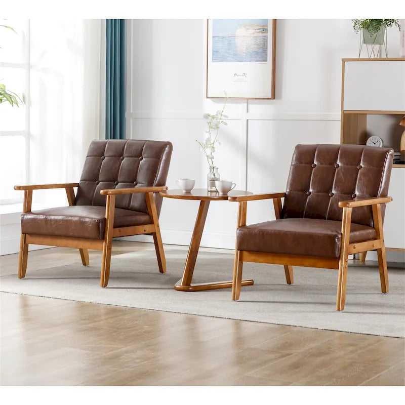 Lot de 2 fauteuils d'appoint modernes du milieu du siècle avec table d'appoint