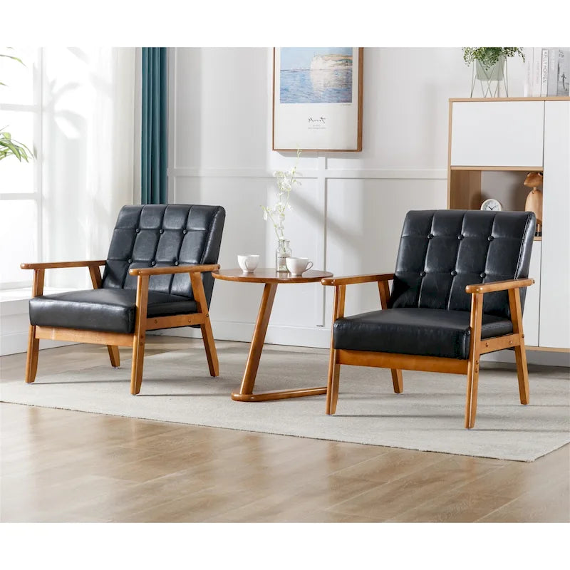 Lot de 2 fauteuils d'appoint modernes du milieu du siècle avec table d'appoint