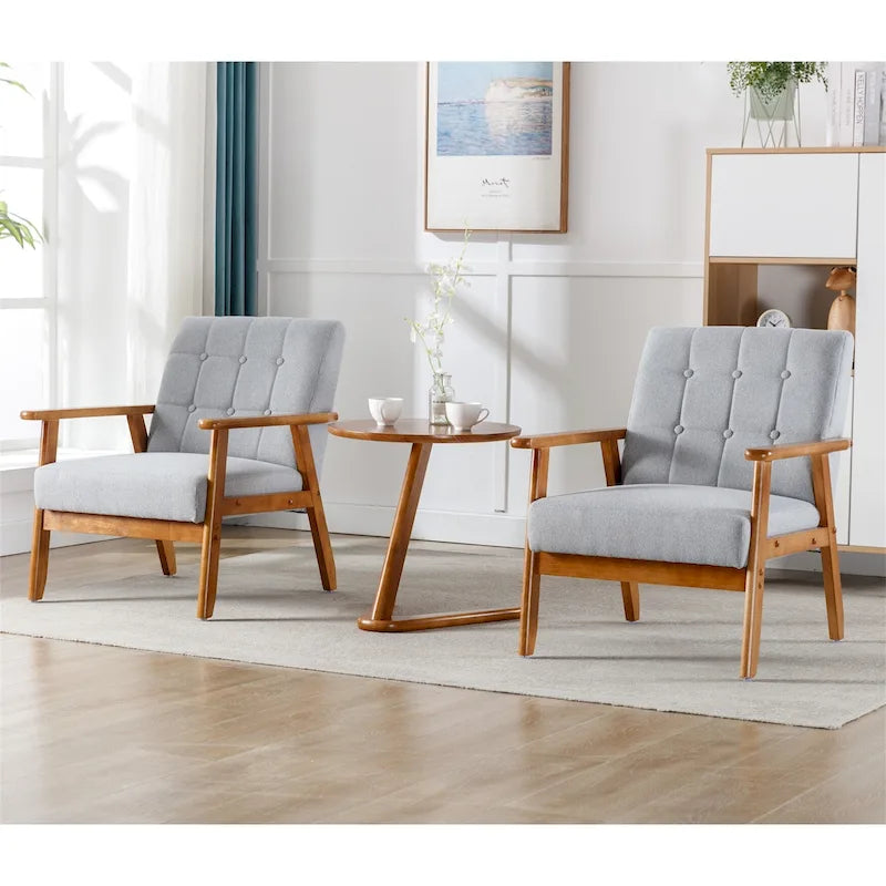 Lot de 2 fauteuils d'appoint modernes du milieu du siècle avec table d'appoint