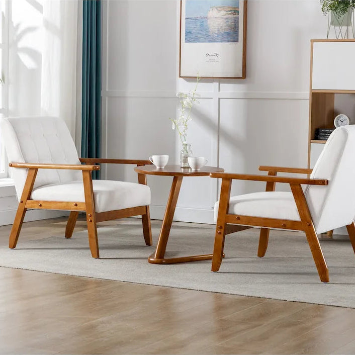 Mid Century Modern Accent Chairs Set of 2 with Side Table