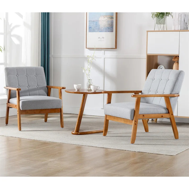 Lot de 2 fauteuils d'appoint modernes du milieu du siècle avec table d'appoint