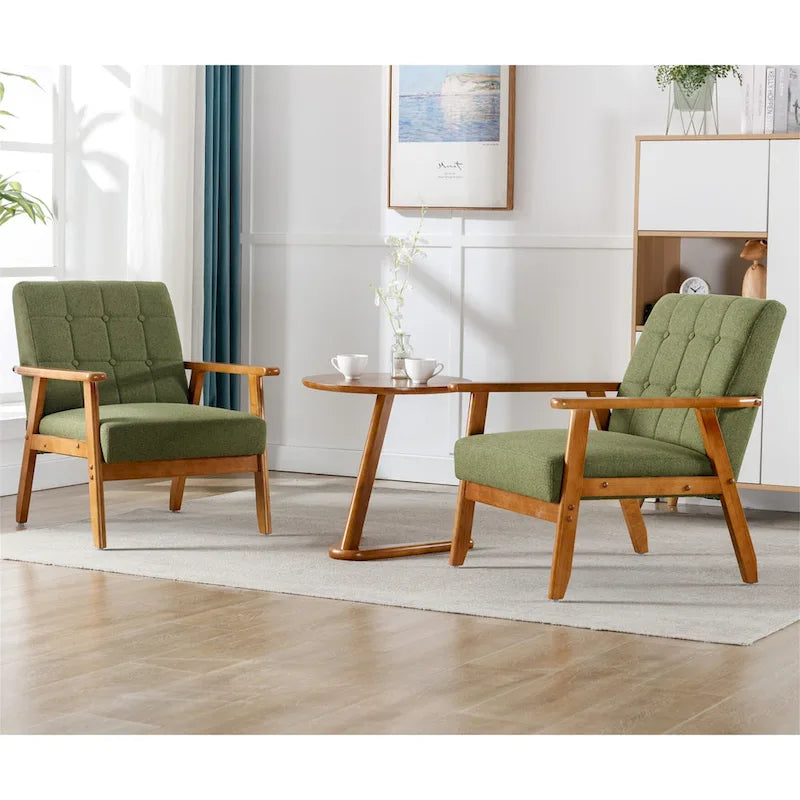 Lot de 2 fauteuils d'appoint modernes du milieu du siècle avec table d'appoint