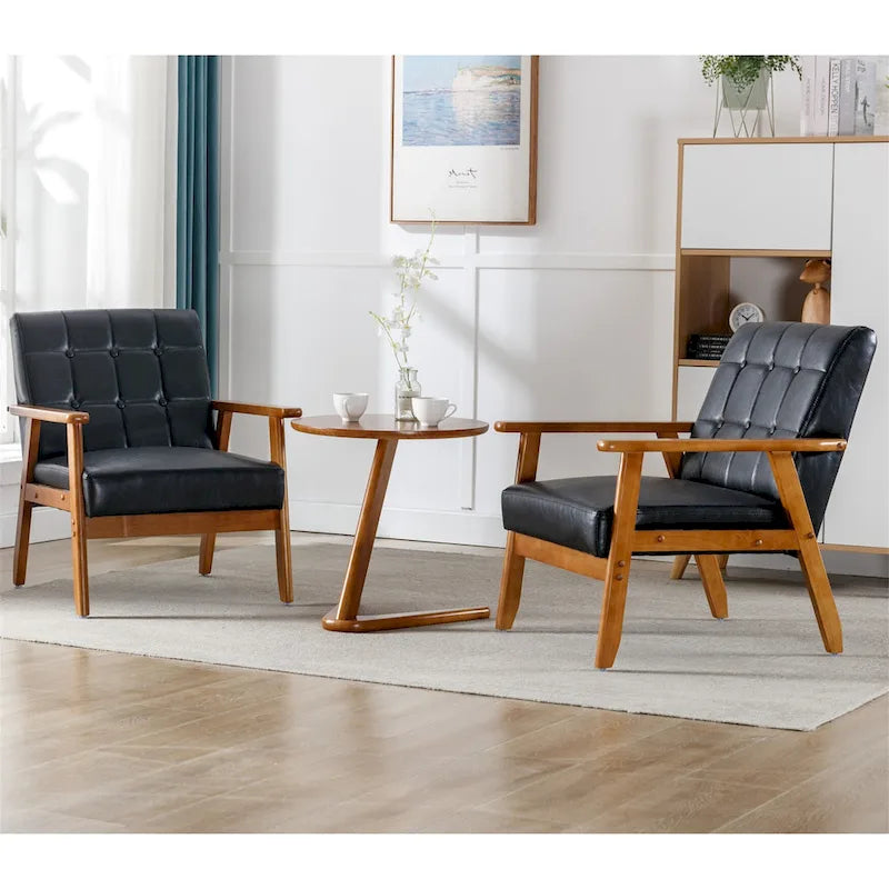 Lot de 2 fauteuils d'appoint modernes du milieu du siècle avec table d'appoint
