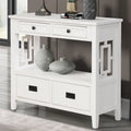 36 Table console en pin rustique, table d'entrée/arrière de canapé avec 4 tiroirs et 1 étagère de rangement