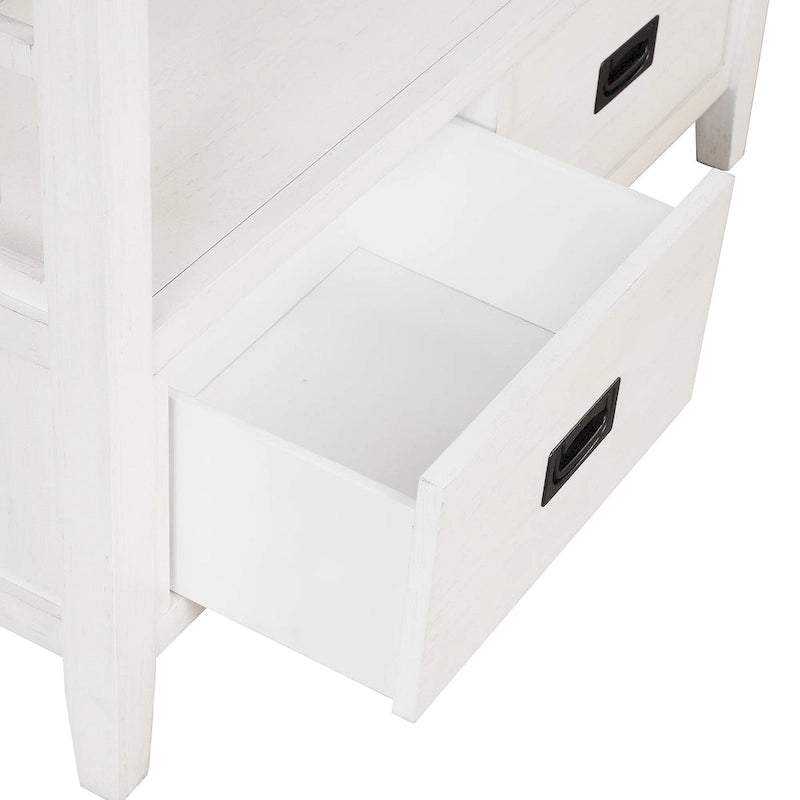 36 Table console en pin rustique, table d'entrée/arrière de canapé avec 4 tiroirs et 1 étagère de rangement