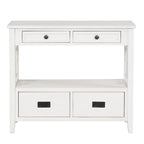 36 Table console en pin rustique, table d'entrée/arrière de canapé avec 4 tiroirs et 1 étagère de rangement