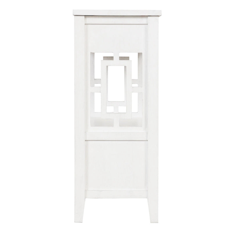 36 Table console en pin rustique, table d'entrée/arrière de canapé avec 4 tiroirs et 1 étagère de rangement