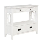 36 Table console en pin rustique, table d'entrée/arrière de canapé avec 4 tiroirs et 1 étagère de rangement