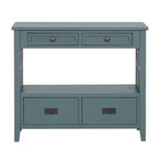 36 Table console en pin rustique, table d'entrée/arrière de canapé avec 4 tiroirs et 1 étagère de rangement