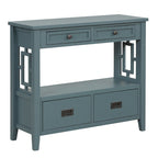 36 Table console en pin rustique, table d'entrée/arrière de canapé avec 4 tiroirs et 1 étagère de rangement