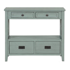 36 Table console en pin rustique, table d'entrée/arrière de canapé avec 4 tiroirs et 1 étagère de rangement
