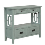 36 Table console en pin rustique, table d'entrée/arrière de canapé avec 4 tiroirs et 1 étagère de rangement