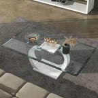 Table basse contemporaine Cres 50 pouces avec plateau en verre par