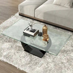 Table basse contemporaine Cres 50 pouces avec plateau en verre par