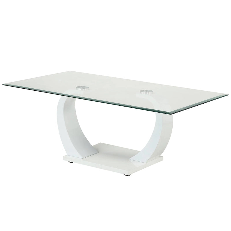 Table basse contemporaine Cres 50 pouces avec plateau en verre par