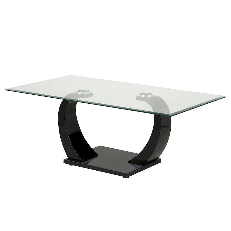 Table basse contemporaine Cres 50 pouces avec plateau en verre par