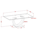 Table basse contemporaine Cres 50 pouces avec plateau en verre par