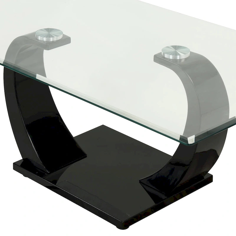 Table basse contemporaine Cres 50 pouces avec plateau en verre par