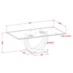 Table basse contemporaine Cres 50 pouces avec plateau en verre par