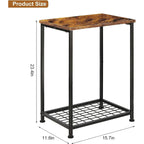 Lot de 2 petites tables d'appoint à 2 niveaux avec étagère de rangement ouverte