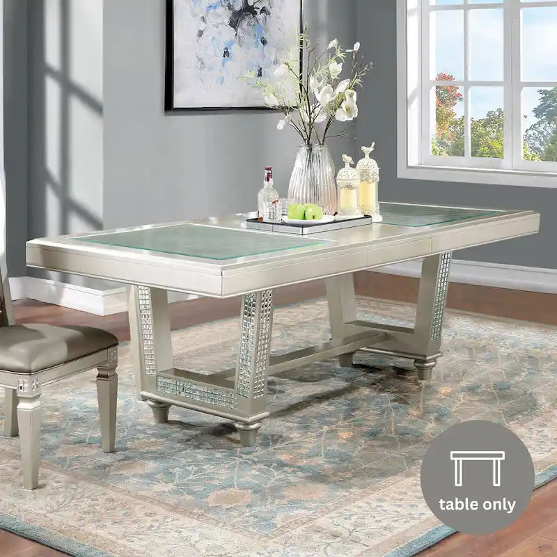  Medlee Glam84-inch Expandable Dining Table with Leaf