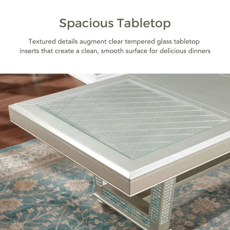 Table de salle à manger extensible Medlee Glam de 84 pouces avec rallonge