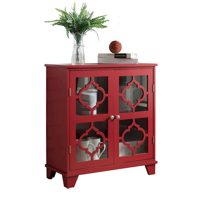 Console de porte en bois Lunaria finition rouge