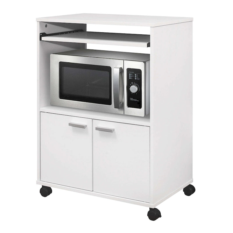 Chariot de cuisine micro-ondes à 2 portes (blanc)