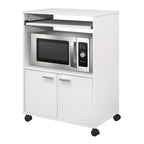 Chariot de cuisine micro-ondes à 2 portes (blanc)
