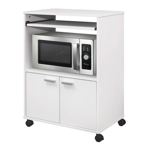 Chariot de cuisine micro-ondes à 2 portes (blanc)