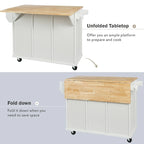 Îlot de cuisine en MDF de 53 po de largeur avec comptoir et armoire de rangement