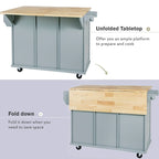 Îlot de cuisine en MDF de 53 po de largeur avec comptoir et armoire de rangement